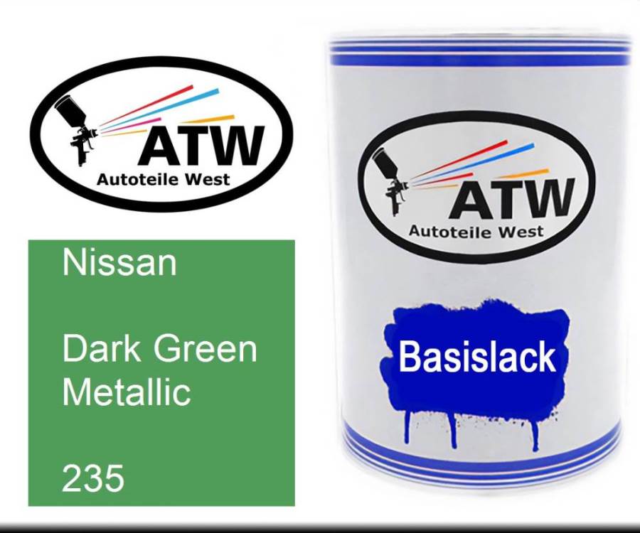 Nissan, Dark Green Metallic, 235: 500ml Lackdose, von ATW Autoteile West.